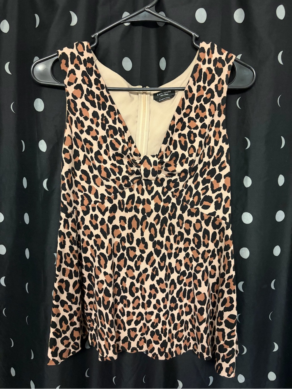 kate spade Leopard Print V-Neck Sleeveless Blouse - Tan & Black